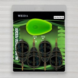 Набір фідерних годівниць Флет з силіконовою пресформою Weida XHJ-04, 4+1, 30г+40г+50г+60г